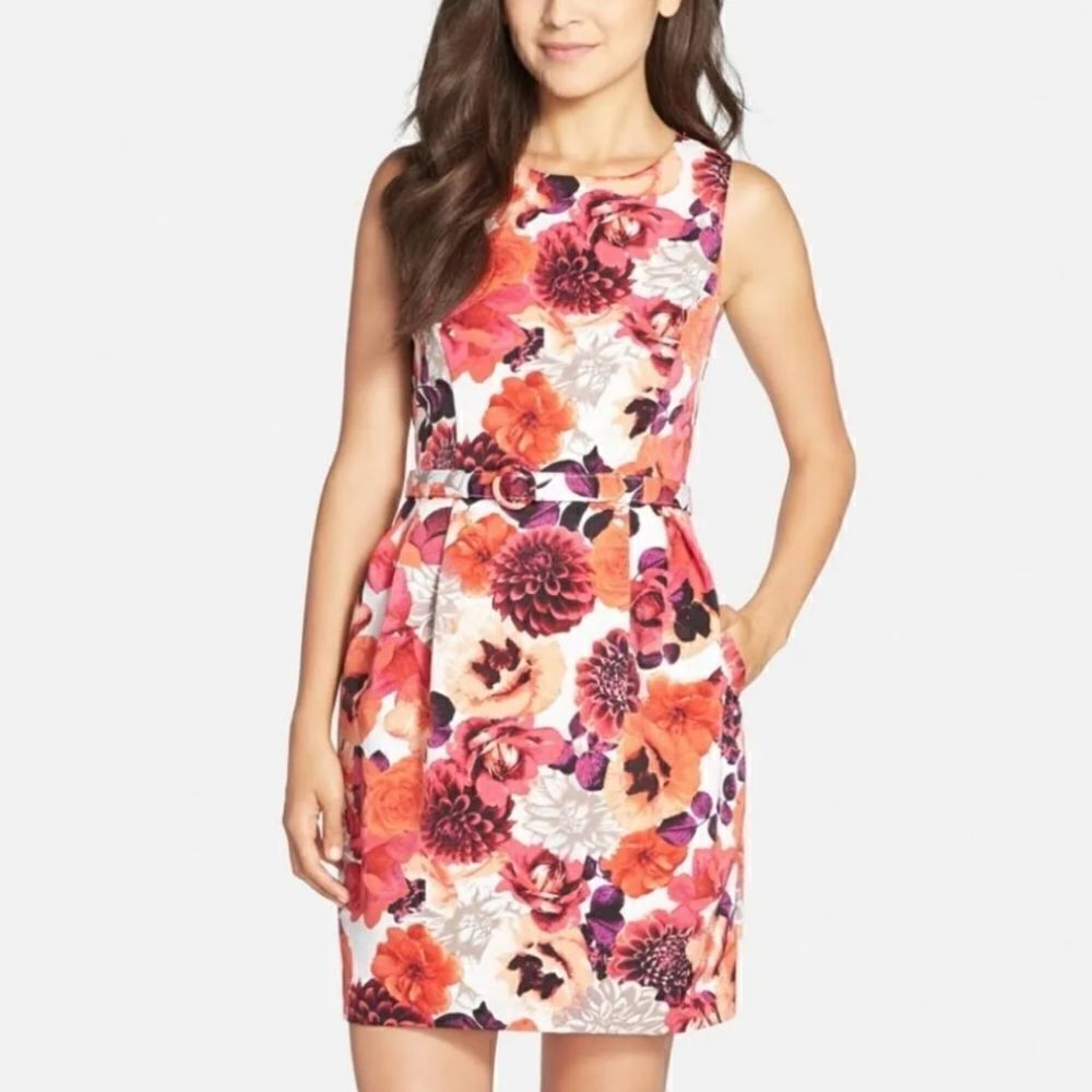 Eliza J floral print faille tulip dress, 6
